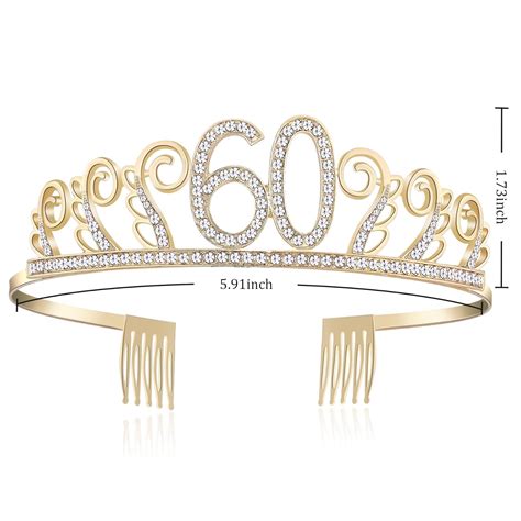 Buy BABEYOND 60th Birthday Tiara And Sash Crystal Happy Birthday Crown