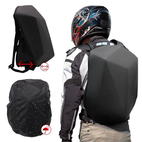 Motorcycle Backpack Hard Shell Carbon Fiber Waterproof 30L Large ...