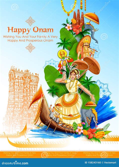 Colorful Holiday Banner Background For Happy Onam Religious Festival Of