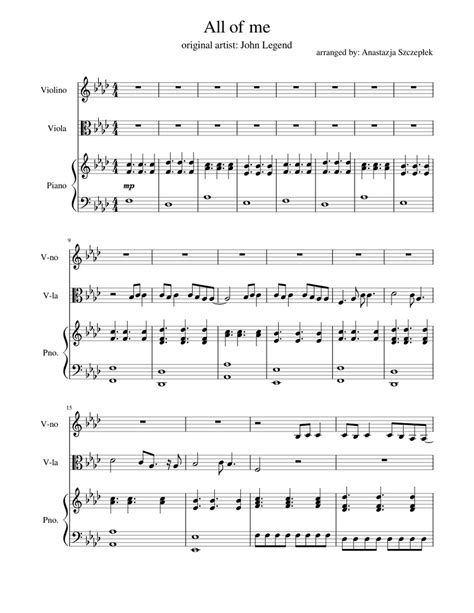 All Of Me Sheet Music For Piano Violin Viola Mixed Trio