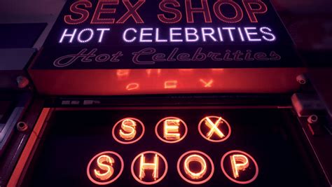 4k Real Time Sex Shop Entrance Glowing Neon Signstreet At Night4k Clip Showing The Entrance