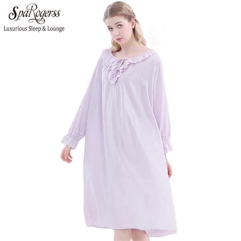 High Quality Royal Womens Nightgown 2017 Autumn New Woman Sleepwear