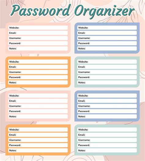 Best Images Of Username And Password Sheet Printable Organizer Free