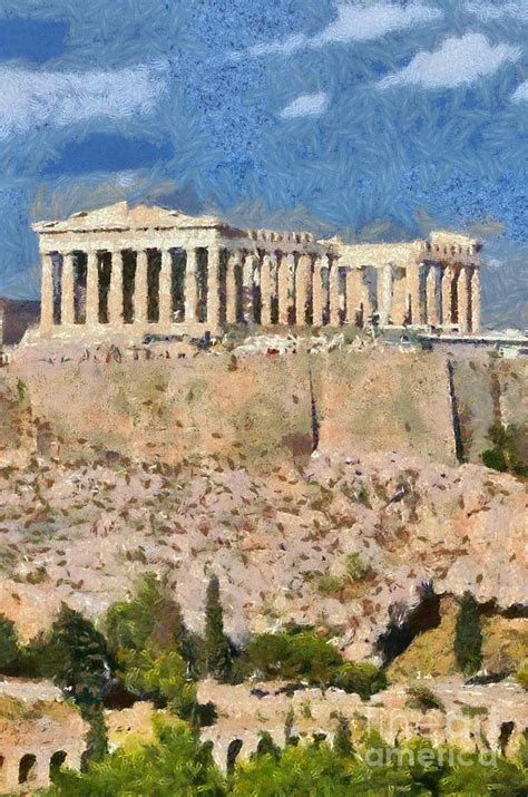 Parthenon Temple Painting By George Atsametakis Pixels