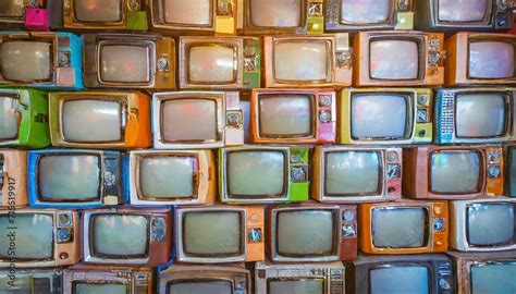 Pattern Wall Of Pile Colorful Retro Television Tv Vintage Filter Effect