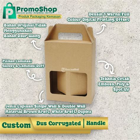 Cetak Dus Custom Kardus Parcel Bahan Corrugated Handle Box Hampers