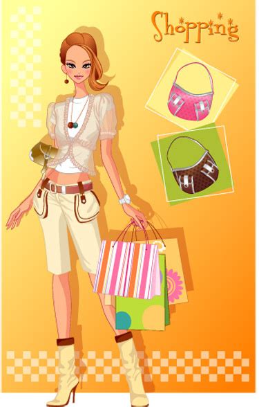 Girls Shopping Set2 Vector Vectors Graphic Art Designs In Editable Ai