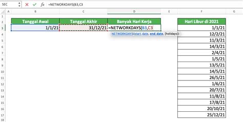 Cara Menggunakan Rumus Networkdays Excel Fungsi Contoh Dan Langkah