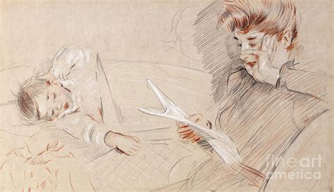 Madame Helleu Reading With Paulette Lying Beside Her On A Sofa