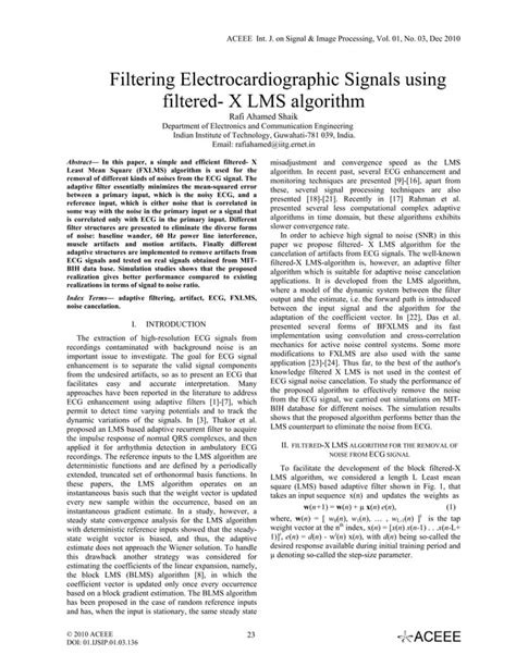 Filtering Electrocardiographic Signals Using Filtered X Lms Algorithm