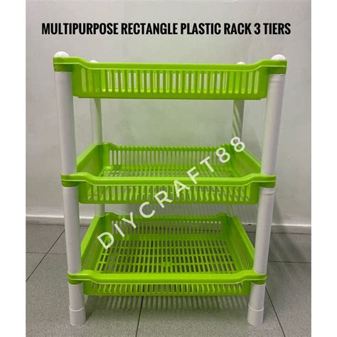 READY STOCK RAK PLASTIC SERBAGUNA 3 TINGKAT MULTIPURPOSE RECTANGULAR