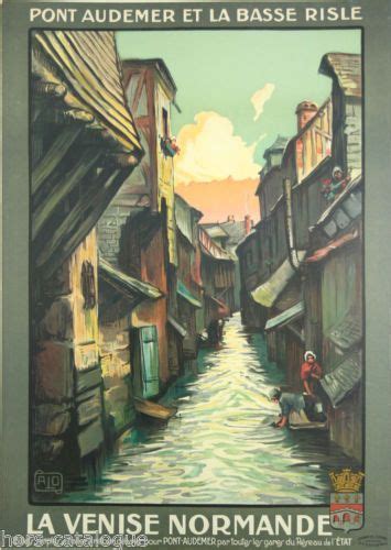 Affiche Originale La Venise Normande Pont Audemer Basse Risle Par