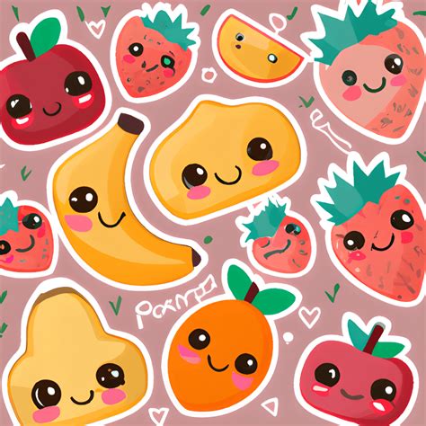 Kawaii Fruit Stickers · Creative Fabrica