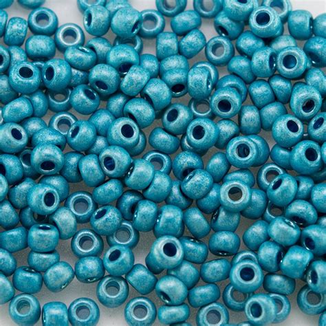 Preciosa Czech Glass Seed Bead 9 0 Turquoise Matt Metallic Coated 2 5mm • Boundless Beads