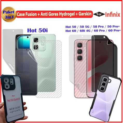 Jual Paket In Case Fusion Garskin AntiGores Hydrogel INFINIX HOT