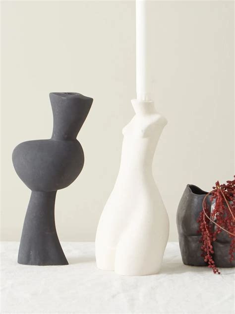 White Body Tall Ceramic Candlestick Anissa Kermiche MATCHESFASHION