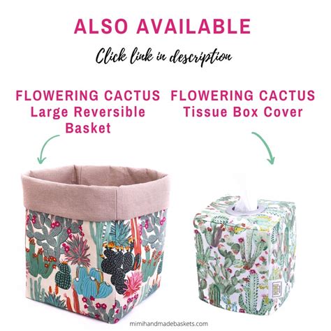 Small Tissue Box Cover Flowering Cactus Tropical Homewares