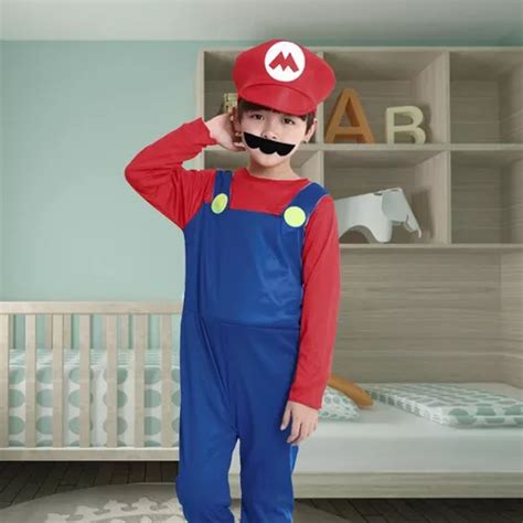 Disfraz Super Mario Bross Y Luigi Cosplay Superheroe Niño Con Bigote