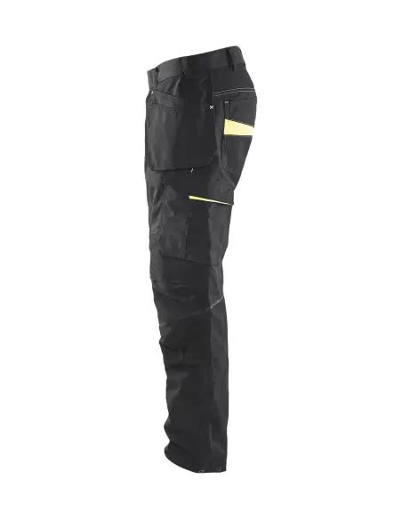 Pantalon Maintenance Stretch Avec Poches Flottantes Noir Jaune Flu