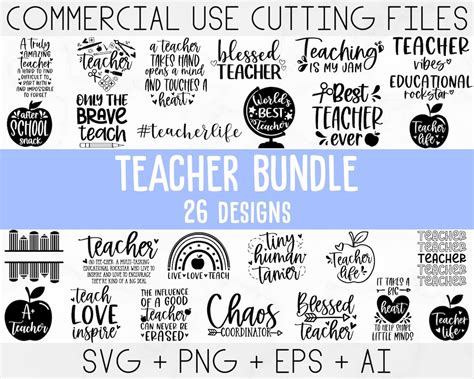 Teacher Svg Bundle Teacher Quote Svg Teacher Svg School Svg Teacher