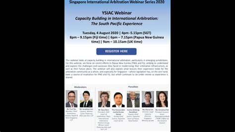 Ysiac Webinar Capacity Building In International Arbitration The