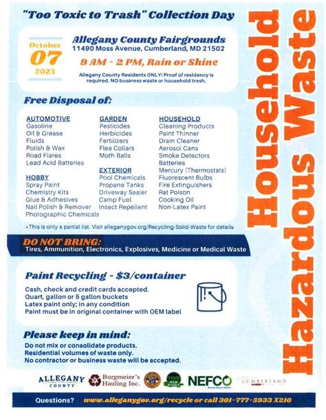 Household Hazardous Waste Event In Allegany County