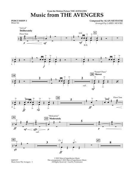 Music From The Avengers Percussion 1 By Alan Silvestri Orchestra Digital Sheet Music