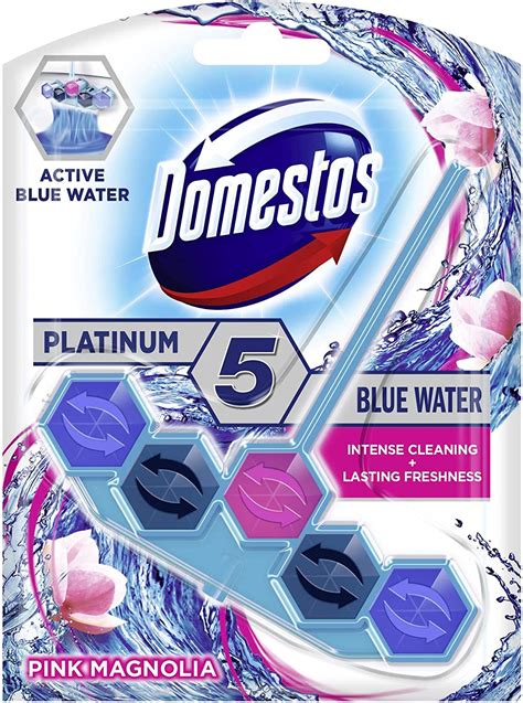 Domestos Platinum 5 Blue Water Pink Magnolia Limescale Prevention