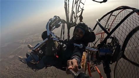 High Fly Powered Paragliding Paramotor Flying In Sam Sand Dunes