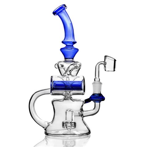 Bulk Order Heady Glass Recycler Bong With Swirls Vortex Water Pipe And Inline Bubbler 14mm