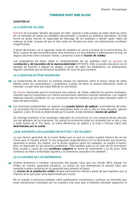 Chapter 20 - Summary Thinking Fast and Slow - Resumen THINKING FAST AND