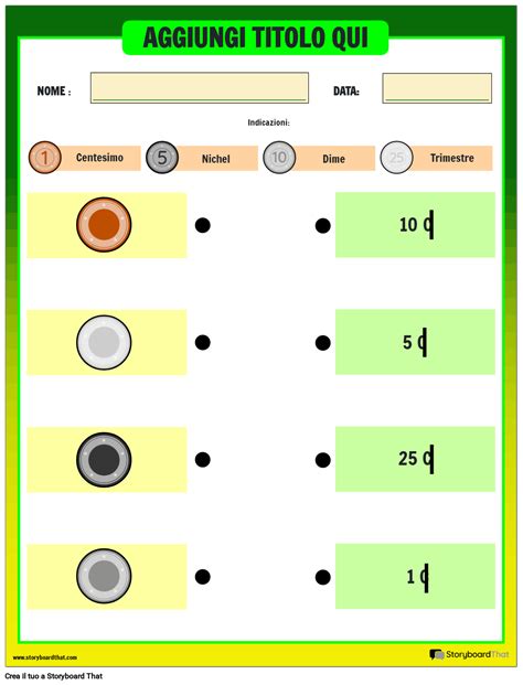 Abbinare Le Monete Ai Loro Valori Storyboard Af It Examples