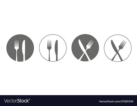 Set plate fork and knife icons Royalty Free Vector Image