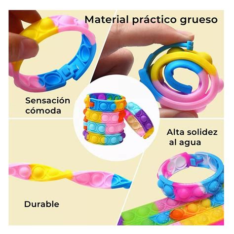 Pulsera Pop It Juguete Antiestrés Sensorial Infantil Belug 16 Piezas