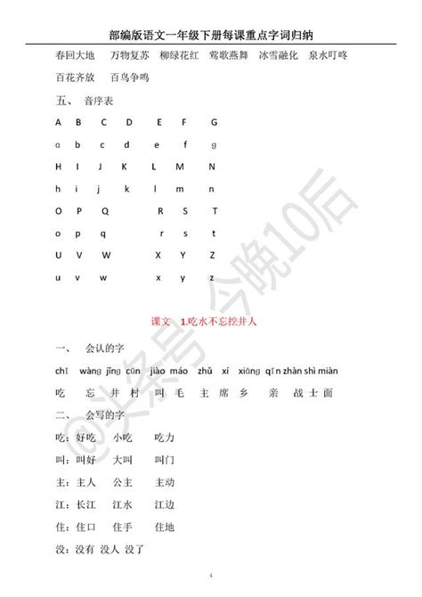 部編人教版語文一年級下冊每課重點字詞歸納｜日積月累取得好成績 每日頭條