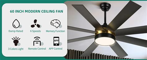 Yitahome 60 Black Smart And Stylish Ceiling Fan With Lights Remote