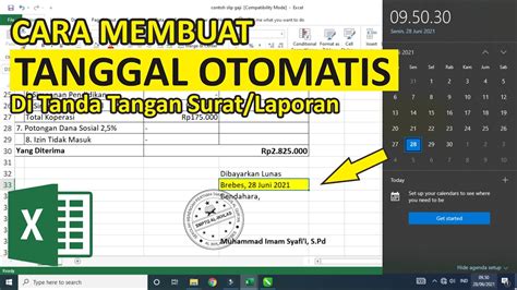 Cara Membuat Tanggal Otomatis Di Excel Youtube