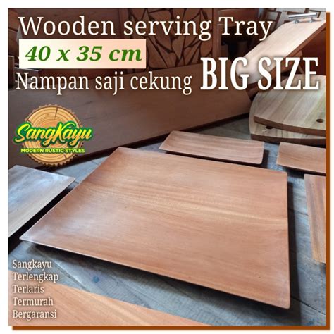 Jual Wooden Serving Plate 40x35 Cm Piring Kayu Cekung Tray Nampan Saji