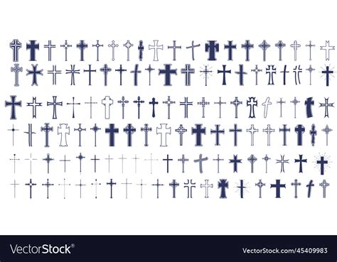 Christian Crosses Icons Collection 120 Royalty Free Vector