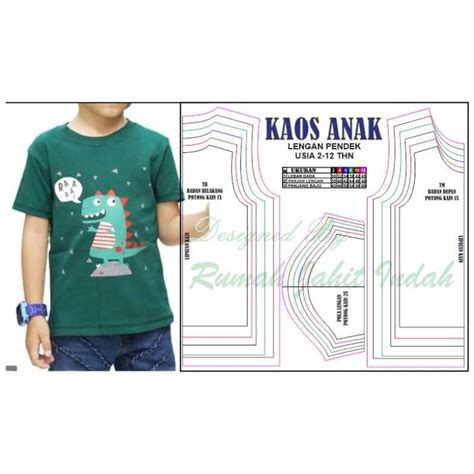 Jual Pola Jiplak Kaos Anak Pola Baju Kaos Pola Kaos Anak Usia 2 12thn