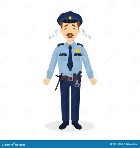 Isolated crying policeman. stock vector. Illustration of male - 93318320