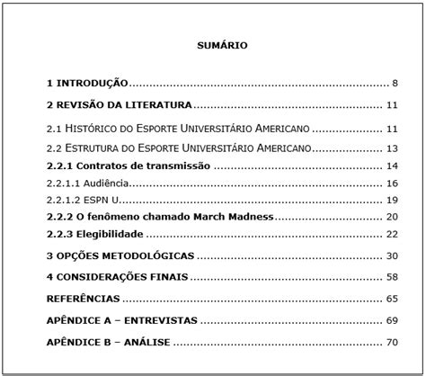 Exemplo de Sumário com normas da ABNT