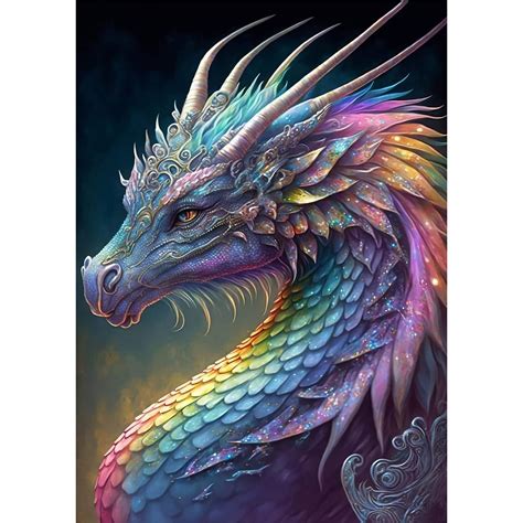 Qenspe Diamond Painting Kits For Adults Colorful Dragon Diamond Art