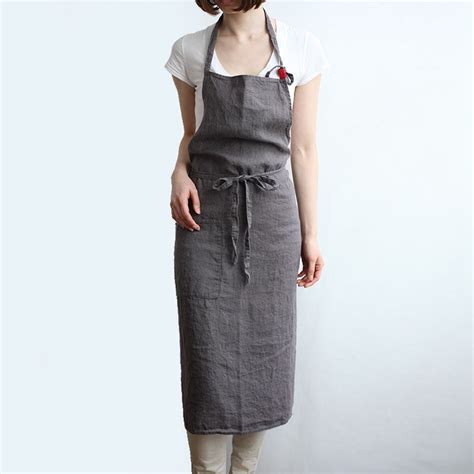 Linen Apron T Chef Works Handmade Apron French Style Cross Front Wi