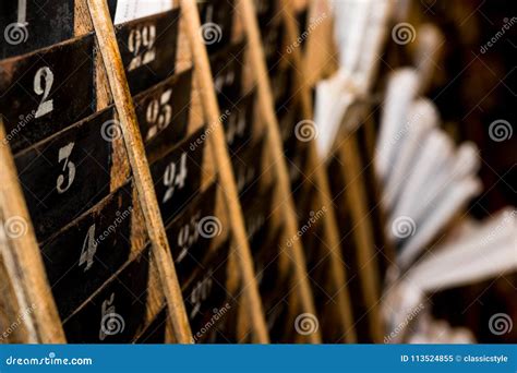 Old Time Clock Punch Card Wall Rack Stock Image - Image of numbers ...