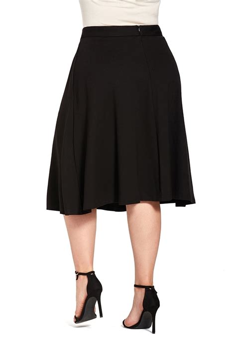 Plus Size Knee Length Flare Skirt With Side Pockets Plus Size Clothes