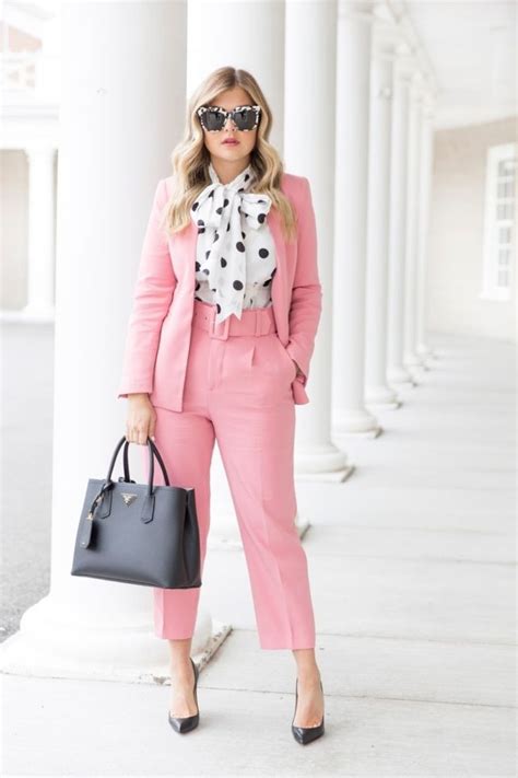 Style Trend Pink Monochrome Suits Sparkles And Shoes Formal Business Attire Office Outfits