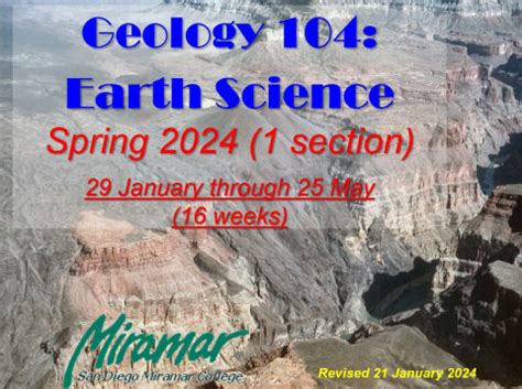 Geology 104 Online, Miramar College