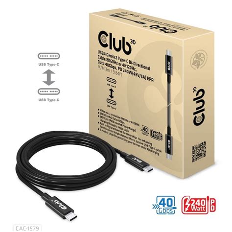 Club3d Kábel Usb4 Gen3x2 Mm 240w48v5a Prepojovací 30m