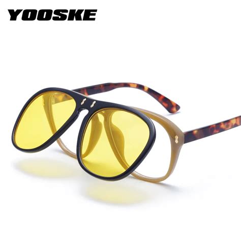 Yooske Vintage Steampunk Sunglasses Women Brand Designer Clamshell Sun